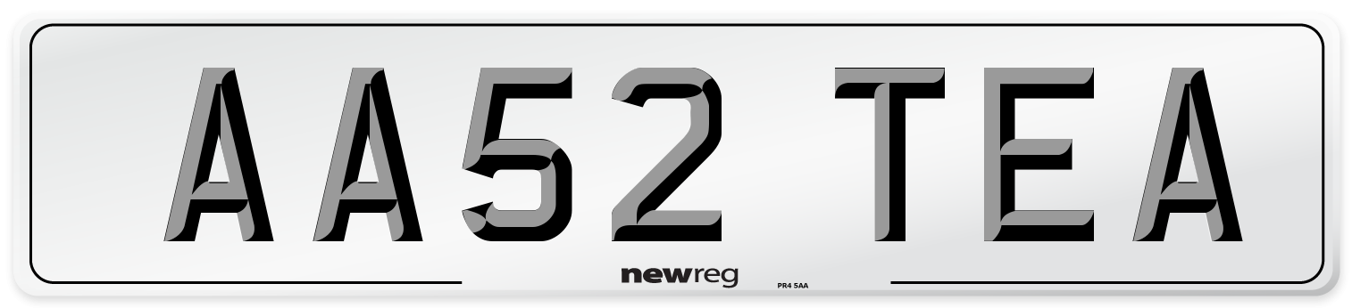 AA52 TEA Number Plate from New Reg